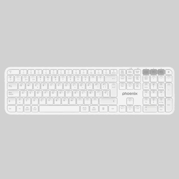 Teclado inalámbrico multidispositivo phoenix k300 blueooth dual y 2.4ghz blanco