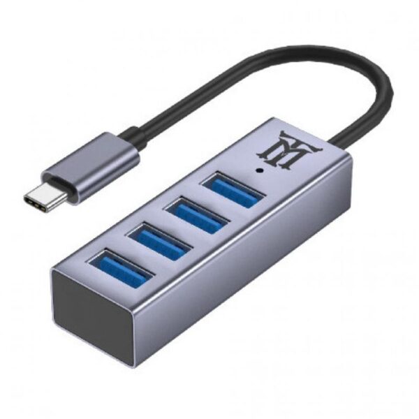 Hub usb tipo c maillon premium 4 x usb 3.2 plata