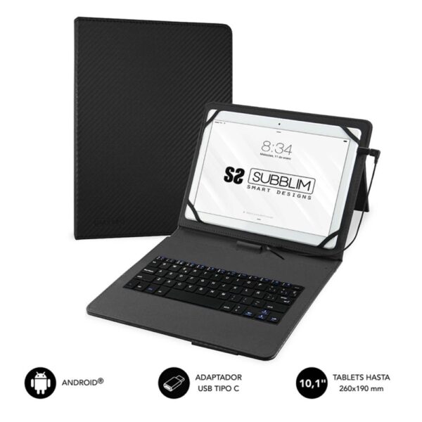 Funda + teclado subblim para tablet 10.1 pulgadas negro