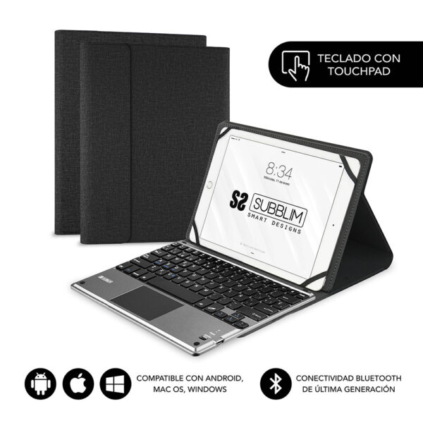 Funda + teclado subblim keytab pro para tablet 9.6 pulgadas - 10.8 pulgadas negro