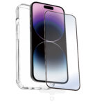 Funda muvit shockproof 2m para apple iphone 15 pro max transparente + protector pantalla cristal templado marco negro - Imagen 3