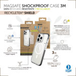 Funda muvit recycletek magsafe shockproof 3m para apple iphone 14 pro transparente - negra - Imagen 3