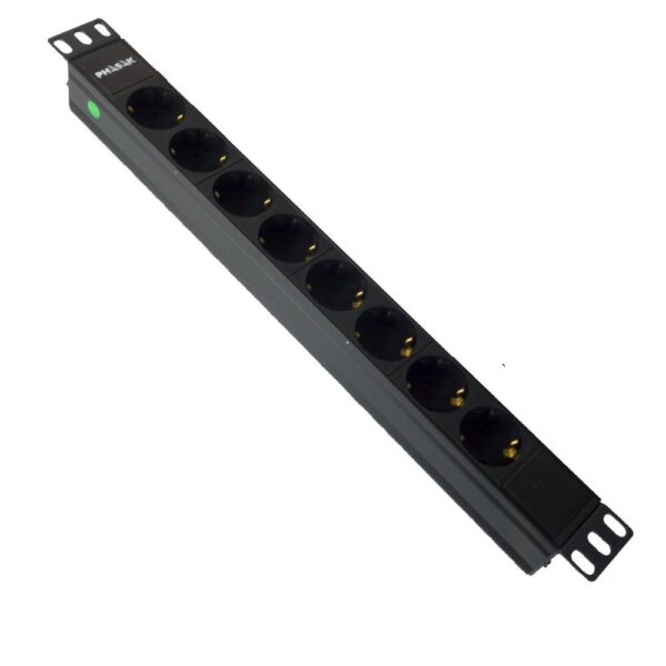 Regleta phasak 8 tomas rack 19 pulgadas 1.8m negro