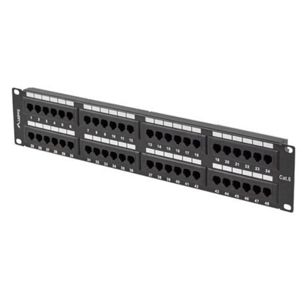Patch panel lanberg 48 puertos 2u 19 pulgadas cat.6 negro
