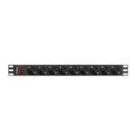 Regleta lanberg 1u 16a 9x schuko rack 19 pulgadas 3m negro