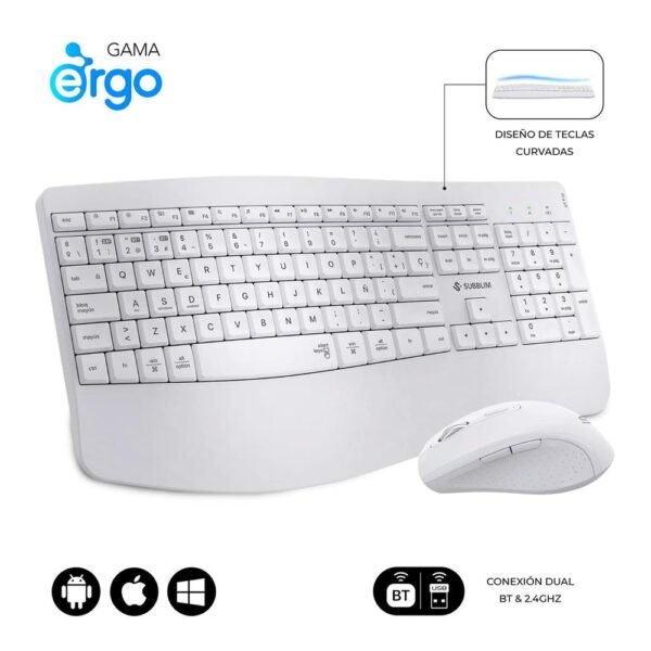 Teclado + raton subblim combo dual office prowave blanco