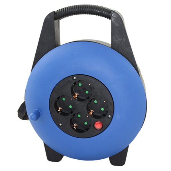 Regleta alargadera enrollacables 4 tomas -  15m -  16a -  250v -  3x1.5mm -  color azul