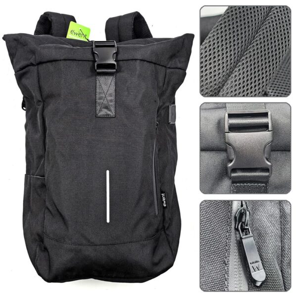 Mochila unisex ewent trendy roll para portatil 17.3 pulgadas negra