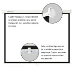 Pantalla manual videoproyector pared y techo phoenix 169´´ ratio: 1:1 - 4:3 - 16:9 -   3m x 3m posicion ajustable - carcasa blanca - tela super resistente - Imagen 3