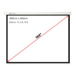 Pantalla manual videoproyector pared y techo phoenix 169´´ ratio: 1:1 - 4:3 - 16:9 -   3m x 3m posicion ajustable - carcasa blanca - tela super resistente - Imagen 4