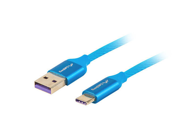 Cable usb lanberg 2.0 macho - usb tipo c macho 5a 1m azul