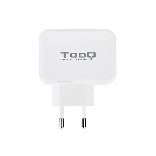Cargador de pared doble tooq usb tipo c 3a -  usb tipo a 2.4a - 27w -  blanco
