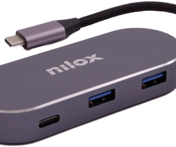 Hub nilox 3 x usb - usb tipo c -  hdmi -  rj45