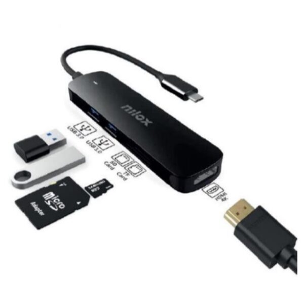 Dock nilox 1 x usb tipo c - 2 x usb 3.0 - sd - micro sd salida usb tipo c
