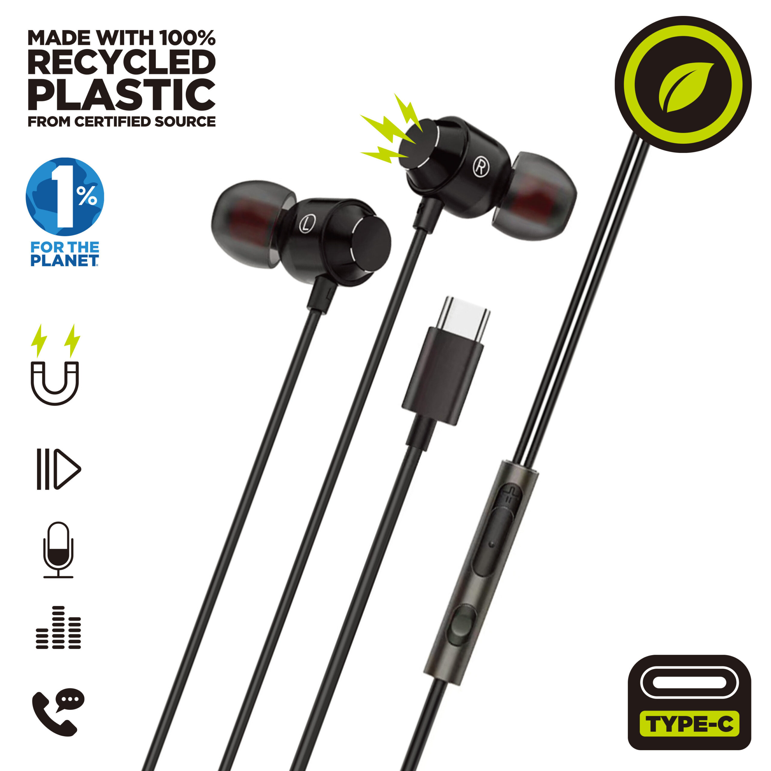 Auriculares magneticos muvit m32 usb tipo c negro - 1 Auriculares magneticos muvit m32 usb tipo c negro - Imagen 1