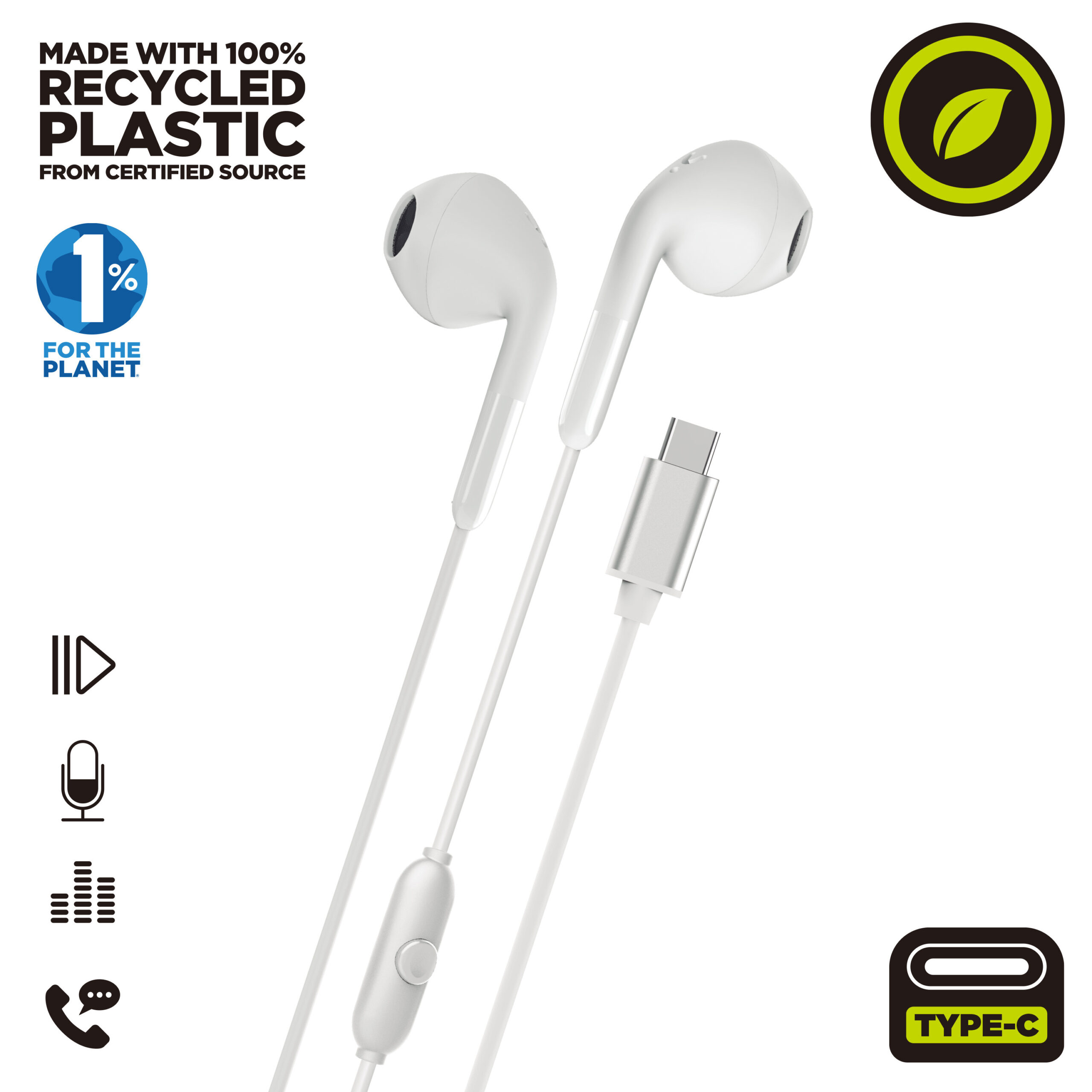 Auriculares muvit e58 usb tipo c blanco - 1 Auriculares muvit e58 usb tipo c blanco - Imagen 1