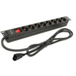 Regleta phasak 8 tomas rack 19 pulgadas con interruptor 2m negro