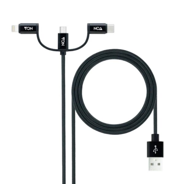 Cable usb tipo a a micro usb - usb tipo c - lightning nanocable 1m -  macho - macho -  negro
