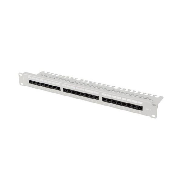Patch panel lanberg 24 puertos 1u 19 pulgadas cat.6 utp con organizador cables gris