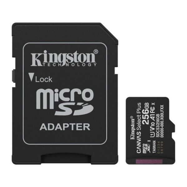 Tarjeta memoria micro secure digital sdxc 256gb kingston canvas select plus clase 10 uhs - 1 + adaptador sd