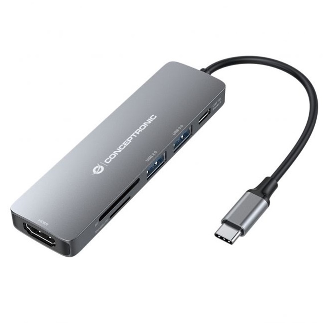Adaptador usb - c 6en1 conceptronic donn11 - hdmi usb 3.0 - lector sd - 1 Adaptador usb - c 6en1 conceptronic donn11 - hdmi usb 3.0 - lector sd - Imagen 1
