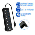 Hub ewent 7 puertos usb 3.0 + interruptor - usb tipo a + adaptador usb tipo c - Imagen 2