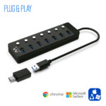 Hub ewent 7 puertos usb 3.0 + interruptor - usb tipo a + adaptador usb tipo c - Imagen 3