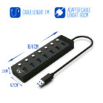 Hub ewent 7 puertos usb 3.0 + interruptor - usb tipo a + adaptador usb tipo c - Imagen 4