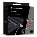 Cable seguridad para portatiles 1.5m conceptronic doble cabezal + llave - Imagen 3