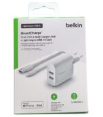 Cargador belkin wcd001vf1mwh 24w 2x usb tpo a + cable lightning a usb tipo a 1m - Imagen 2