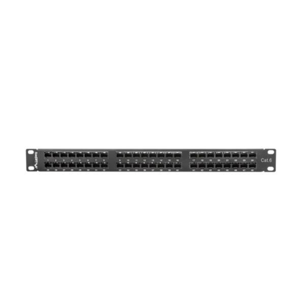 Patch panel lanberg 48 puertos 1u cat.6 19 pulgadas negro