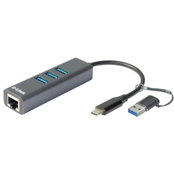 Hub d - link usb tipo c + adaptador usb 3.0 4 en 1