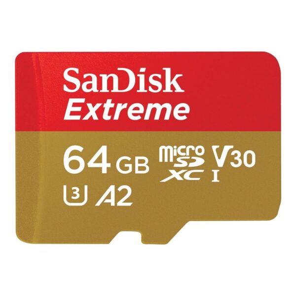 Tarjeta memoria micro secure digital 64gb sandisk extreme clase 10 uhs - i u3 + adaptador
