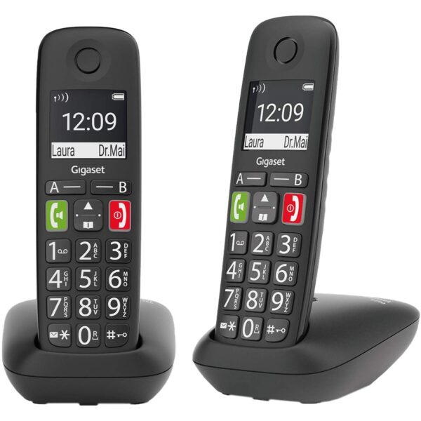 Telefono fijo inalambrico gigaset e290 duo negro 300 numeros -  42 tonos